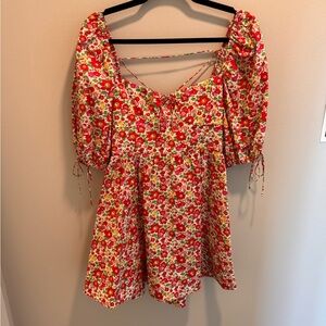 Floral Red Mini Dress